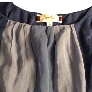 Soho Tees  Large sheer shades of blue camisole top pair with shorts skirts flowy